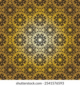 Geometrische goldene Spitze nahtloses Muster. Arabisches Fliesengitter, Vektorhintergrund.
