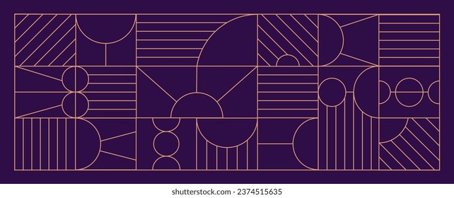 Geometric gold line art and art deco background vector. Line gold decorative borders. Vector illustration