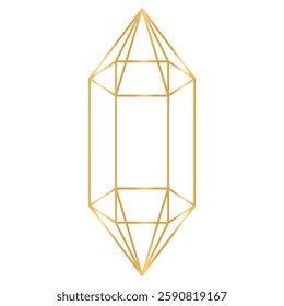Geometric Gold Line Crystal Forms. Geometric Wireframe