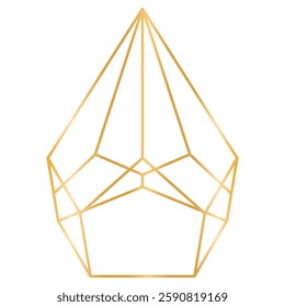 Geometric Gold Line Crystal Forms. Geometric Wireframe