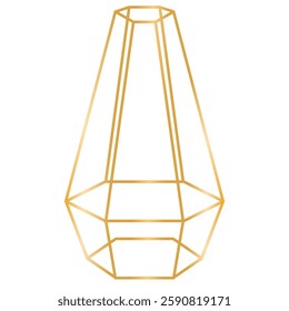 Geometric Gold Line Crystal Forms. Geometric Wireframe