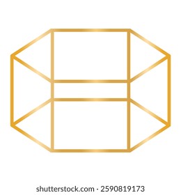 Geometric Gold Line Crystal Forms. Geometric Wireframe