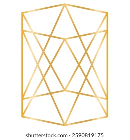 Geometric Gold Line Crystal Forms. Geometric Wireframe