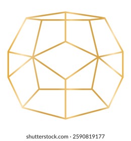 Geometric Gold Line Crystal Forms. Geometric Wireframe