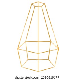 Geometric Gold Line Crystal Forms. Geometric Wireframe