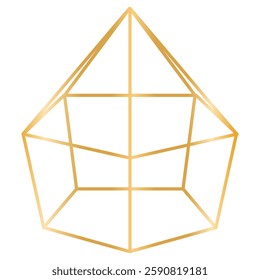 Geometric Gold Line Crystal Forms. Geometric Wireframe