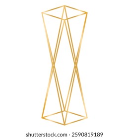 Geometric Gold Line Crystal Forms. Geometric Wireframe