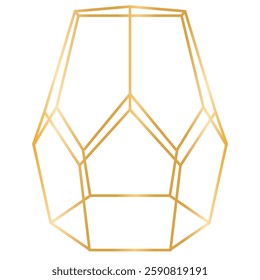 Geometric Gold Line Crystal Forms. Geometric Wireframe