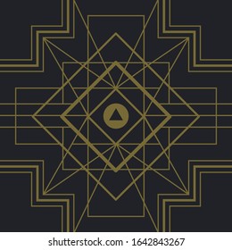 geometric gold line repeated square pattern in 1920 art deco theme for background, wallpaper, paper wrapping, decoration 