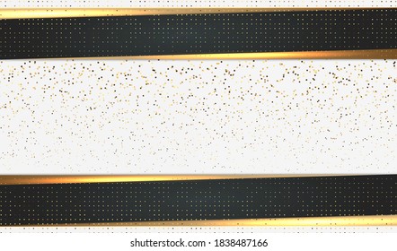 Líneas de oro geométricas y puntos de fondo abstracto de lujo. Fiesta de celebración o diseño de tarjeta de invitación. Vector eps10.