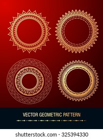 Geometric gold mandala element made in vector. Vintage decorative elements. Islam, Arabic, Indian, Tribal motifs.