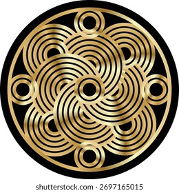 Geometrisches Goldmandala. Vektorrahmen mit Zierrahmen. Indisches, asiatisches, arabisches, osmanisches Design.
