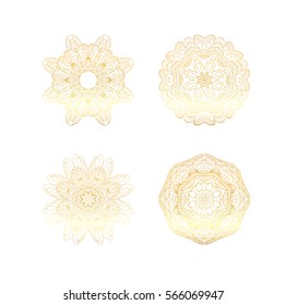 Geometric gold mandala. Vector ornamental border frame. Indian Asian Arabic ottoman motif. round ornament.
