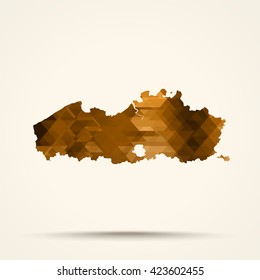 Geometric Gold map of Flanders flag colors