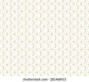 Geometric gold pattern background of circles with centered circle inside. Vector