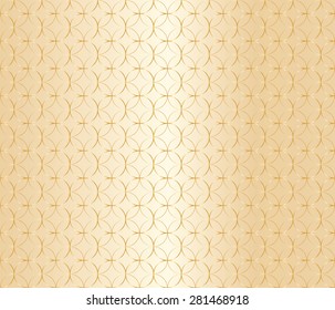 Geometric gold pattern background of circles on beige background. Vector