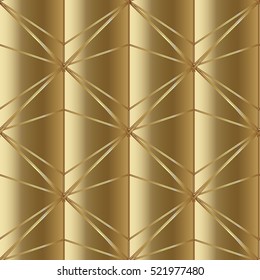 Geometric gold seamless pattern. Gold 3d abstract background. Modern vector gold texture.