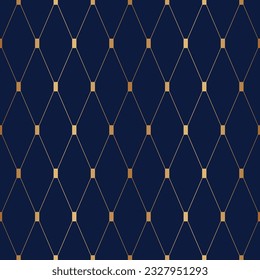 Geometric gold seamless pattern. Golden geometry background for design prints. Delicate abstract diamond repeat texture. Repeated elegant stripe. Repeating modern stylish trellis. Vector illustration