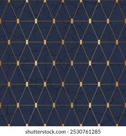 Padrão geométrico sem costura de ouro. Fundo geométrico dourado para impressões de design. Delicado diamante abstrato repetir textura. Listra elegante repetida. Repetindo treliças modernas e elegantes. Ilustração vetorial