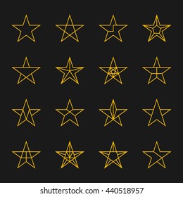 Geometric gold star on a black background. 