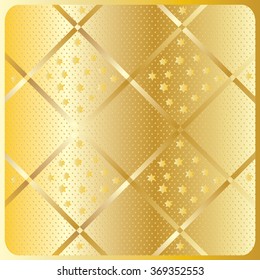 Geometric gold texture pattern. Crossed golden diagonal stripes with stars shapes on gold background. Vector file with layers. For art, print, web, fabric texture design, greeting card, album and more