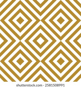 Geometric gold and white pattern featuring overlapping squares and diamonds, creating an intricate and visually appealing design.