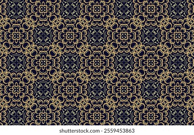 Geometric golden color floral design pattern