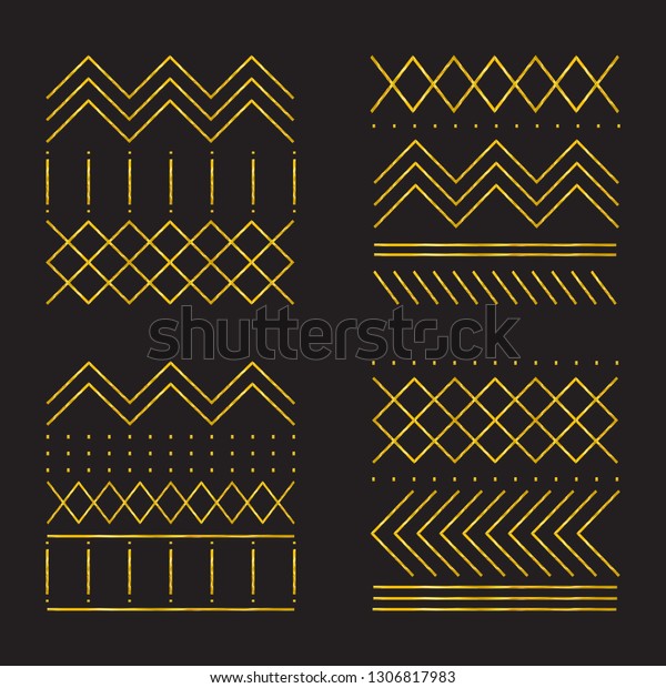 Geometric golden decoration set made in line style
vector.  Friezes,separators, borders. Easy to use for frieze, edge,
end, side.