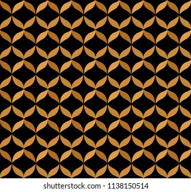 Geometric Golden Flower Seamless Pattern. Elegant art deco background. Leaf texture.