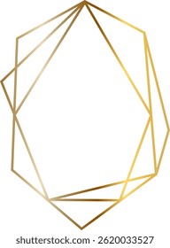 Geometric golden frame forming an uneven rounded shape with sharp corners, creating a modern and elegant design element on a clean white background