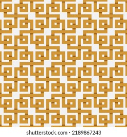 Geometric golden interlacing lines seamless pattern. Vector illustration