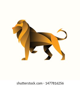 geometric golden, king lion logo design, icon, vector, template, white background