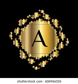 Geometric golden logo template letter A