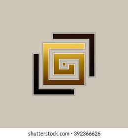 Geometric golden rose. Logo design. Vector illustration.