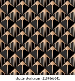 Geometric golden seamless art deco pattern. Vector illustration