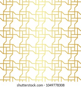 Geometric golden seamless background. Abstract tilable pattern with linear square elments