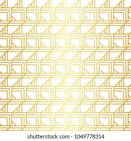 Geometric golden seamless background. Concentric tileable triangles