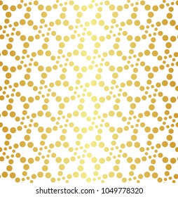 Geometric golden seamless background. Dot grid pattern.
