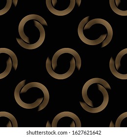 Geometric golden seamless pattern on black. Art deco style.