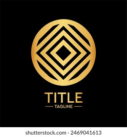 Geometric Golden Shape Logo - A modern and luxurious logo design featuring a geometric shape in golden color, perfect for businesses and brands looking to convey elegance, sophistication.