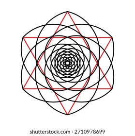 Diseño geométrico del patrón de la estrella espiral de oro para el tatuaje gráfico del Web del fondo del icono del logotipo. Ilustración vectorial.