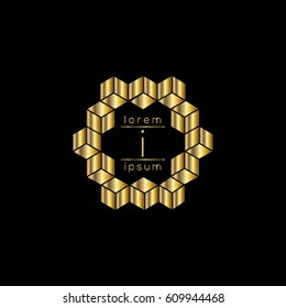 Geometric golden vector logo design template letter i