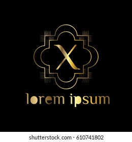 Geometric  golden vector logo letter X