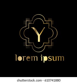 Geometric  golden vector logo letter Y