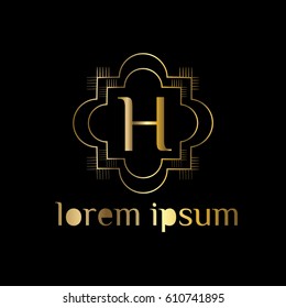 Geometric  golden vector logo letter H