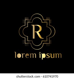 Geometric  golden vector logo letter R