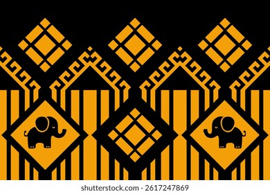 Geometric, Gold,yellow,red,
Beautiful Thailand,elephant pattern,thai pattern,seamless,Traditional,ethnic,fabric pattern for textiles,rugs, wallpaper,clothing, sarong,batik,print,background,illu