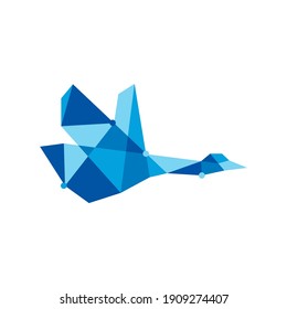Polygonales Logo der geometrischen Gänse-Technologie, Vektorsymbol