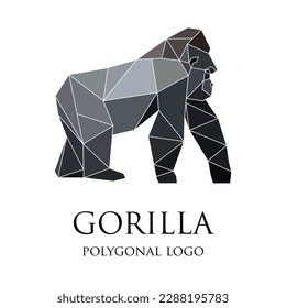 Geometric gorilla. Polygonal logo design.