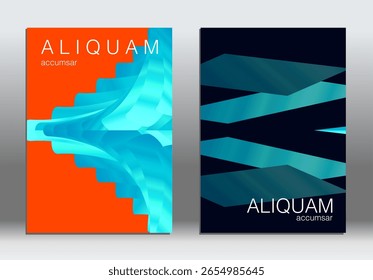 Geometric Gradient Abstract Cover Background. Modern Graphic Shape 3d Line Poster. Music Vector Design Banner Template. MInimalist Technology Futuristic Neon Event Layout. Corporate Party Presentation